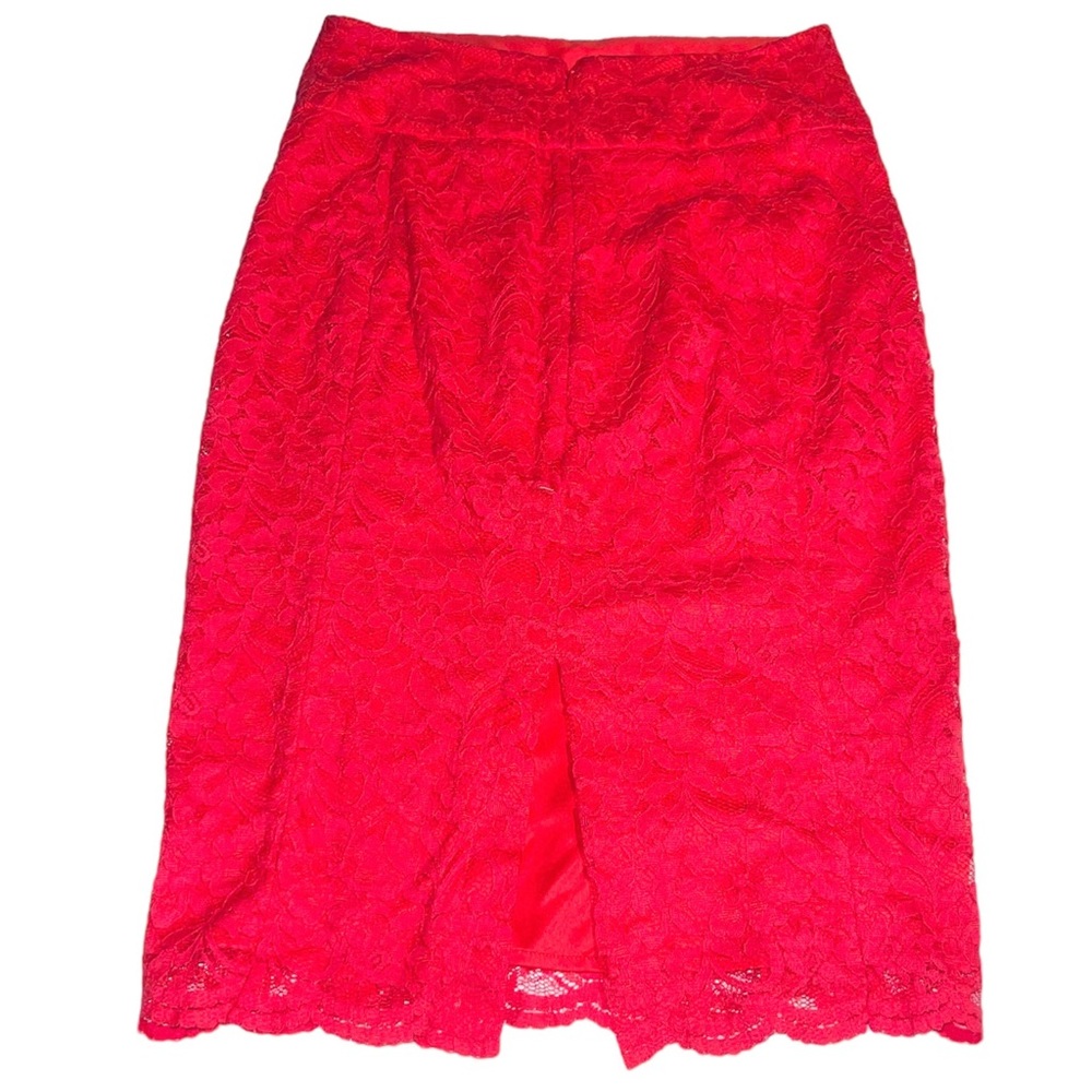 Express Bright Orange Lace Pencil Skirt Sz 4 - Picture 2 of 9
